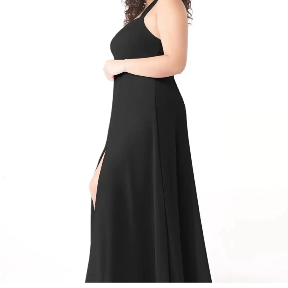 Azazie Jane Elegant Black Evening Gown - Chiffon - Picture 4 of 10
